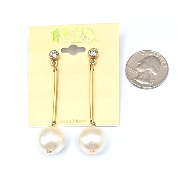 1928 Gold and Pearl Drop Earrings - Picture 2 of 2